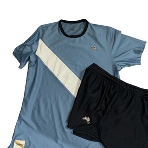 Tracksmith Blue Athletic Top with Gold Accent